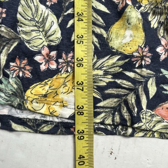 J.Jill Flounced Hem Double V-Neck Knit Dress Tropical Fruit Print Boho Casual M - Picture 4 of 10